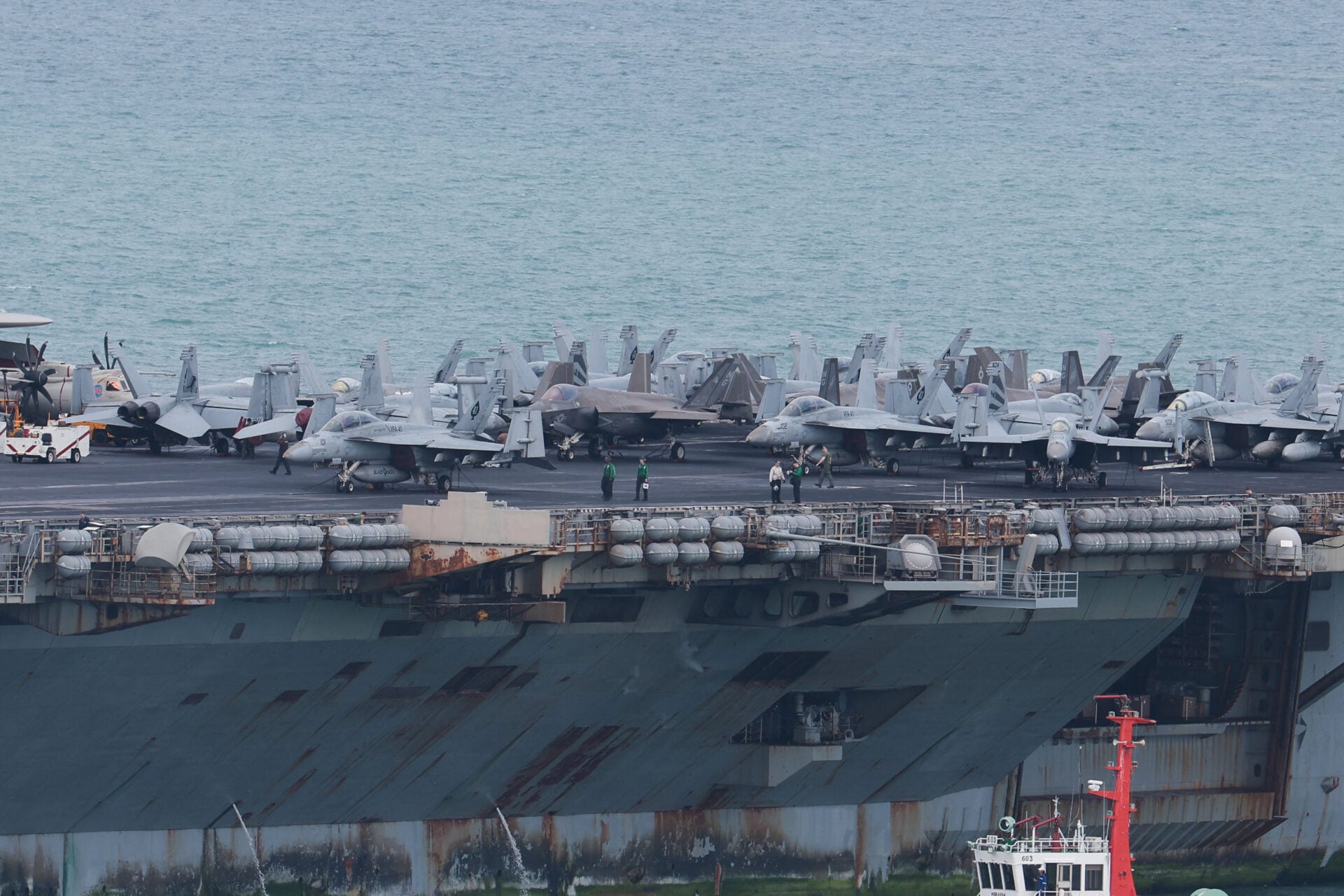 USS Abraham Lincoln sails toward Laem Chabang Port in Chonburi province, Thailand