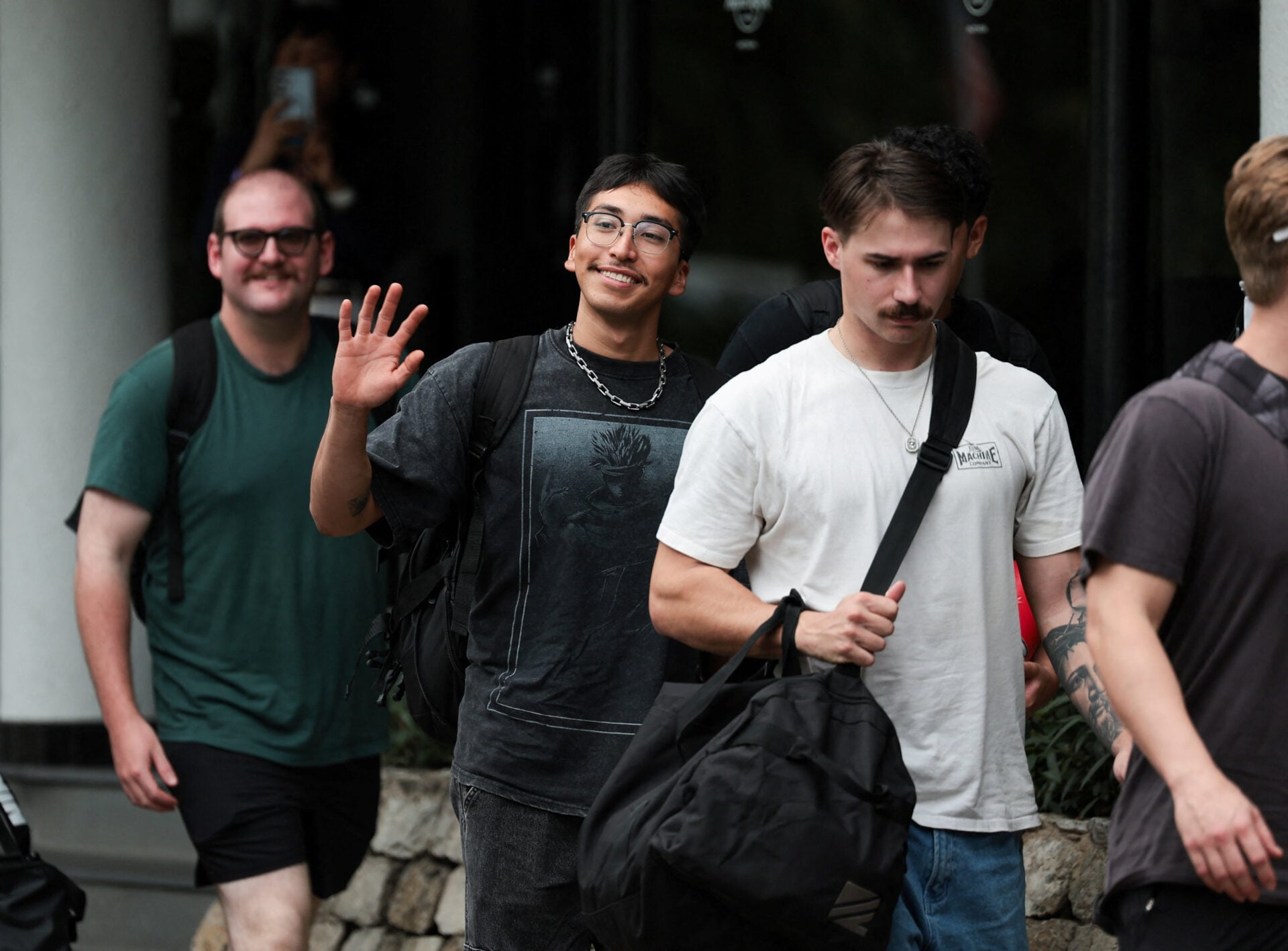 Members of U.S. military arrive at Hard Rock Hotel Pattaya for a welcoming ceremony, in Pattaya