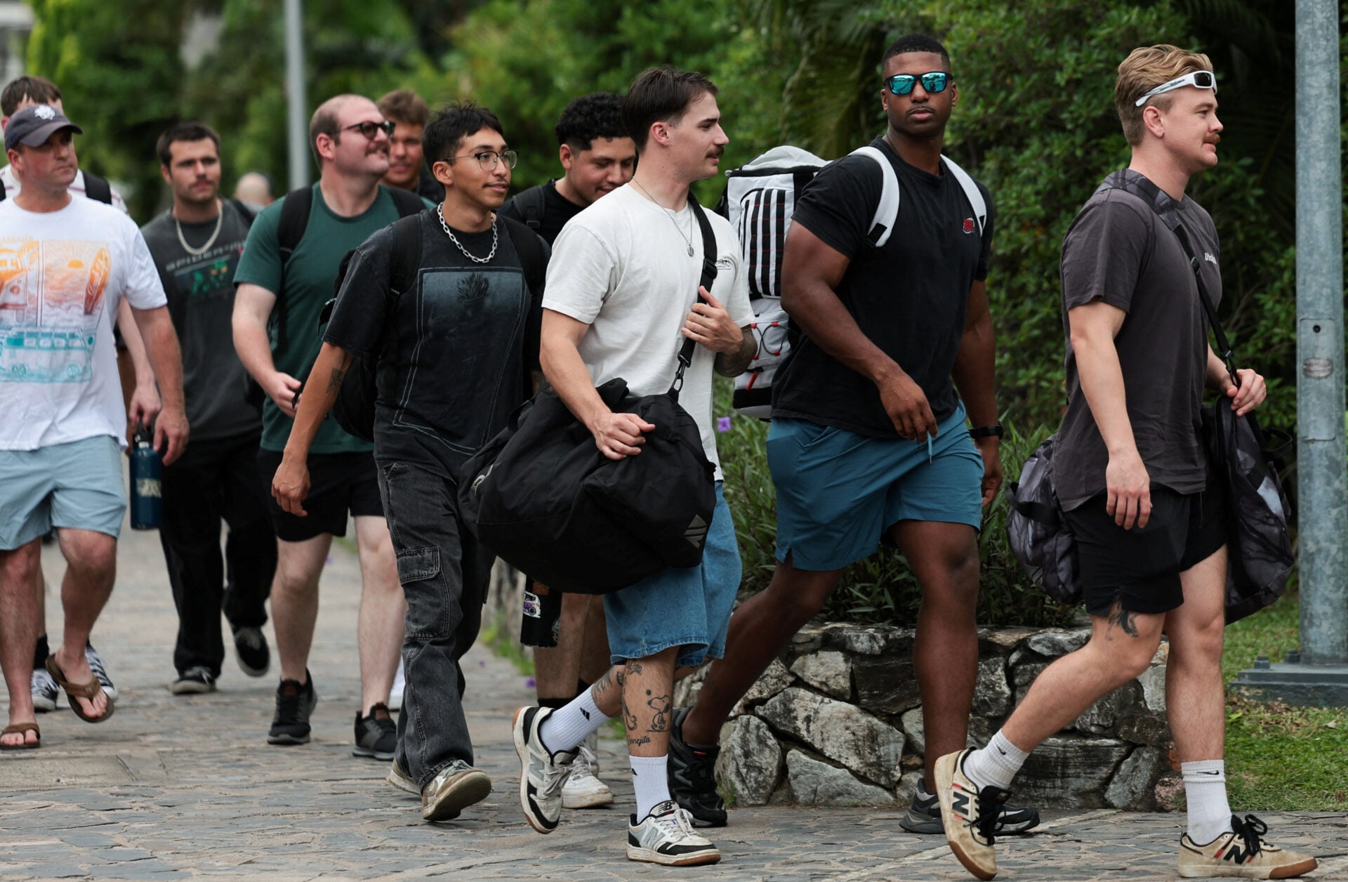 Members of U.S. military arrive at Hard Rock Hotel Pattaya for a welcoming ceremony, in Pattaya