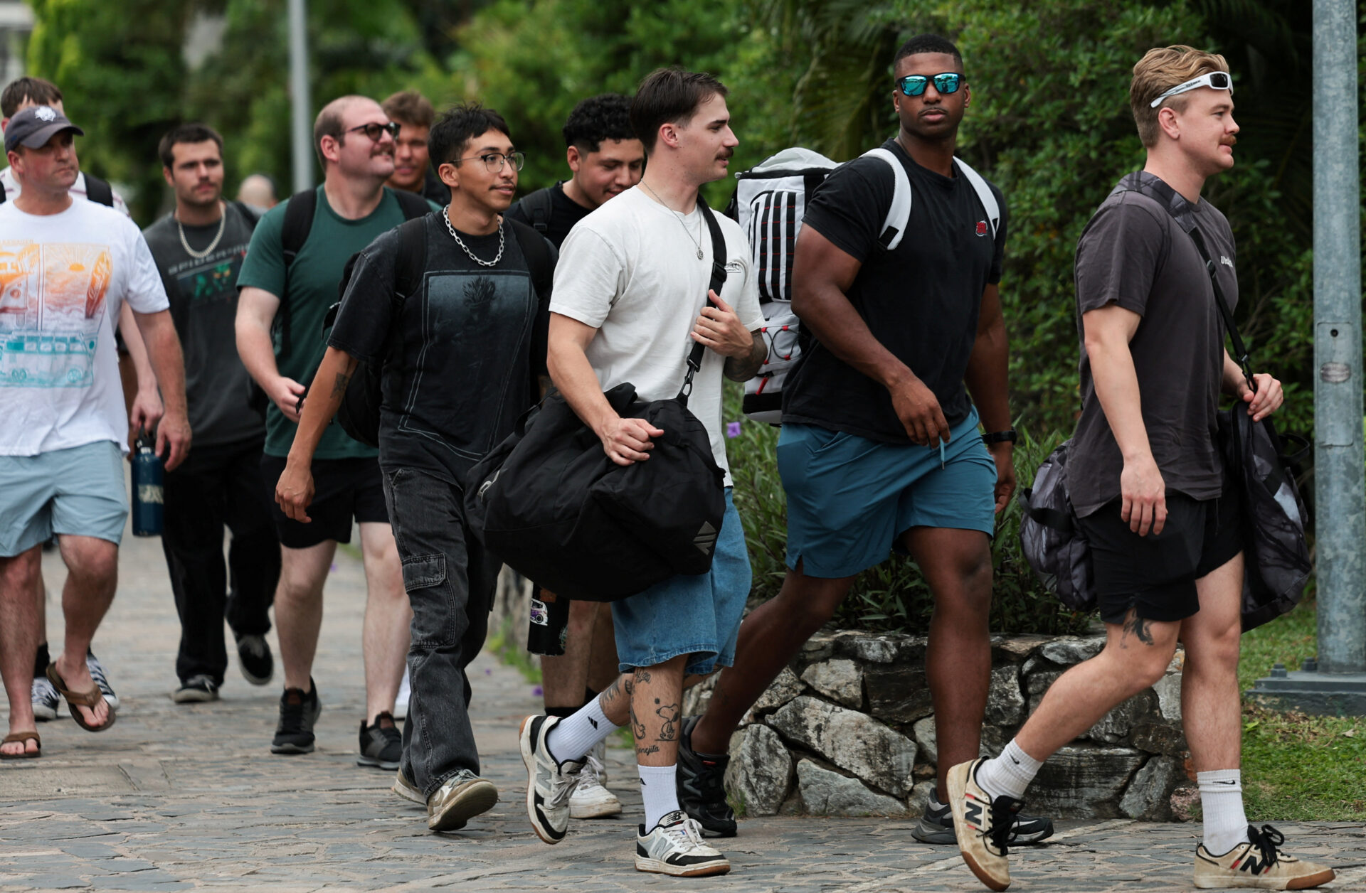 Members of U.S. military arrive at Hard Rock Hotel Pattaya for a welcoming ceremony, in Pattaya