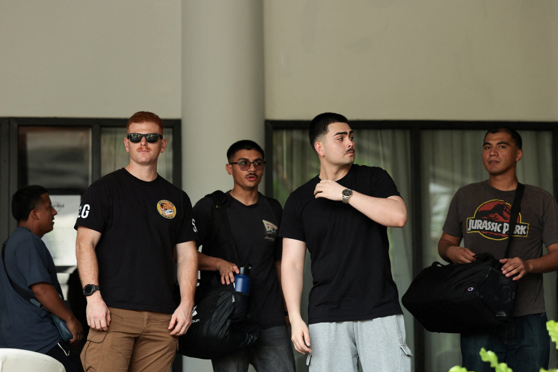 Members of U.S. military arrive at Hard Rock Hotel Pattaya for a welcoming ceremony, in Pattaya