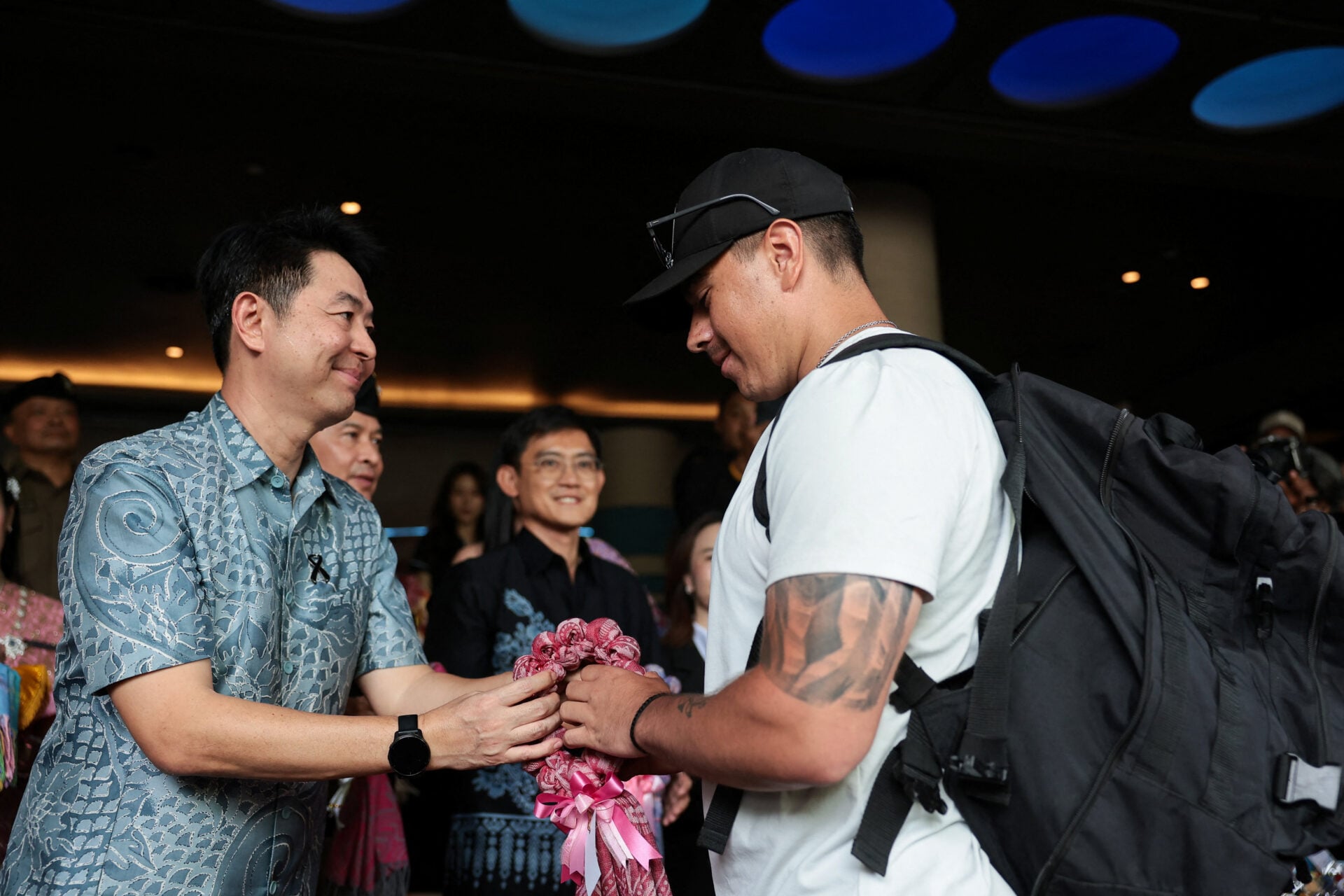 Members of U.S. military arrive at Hard Rock Hotel Pattaya for a welcoming ceremony, in Pattaya