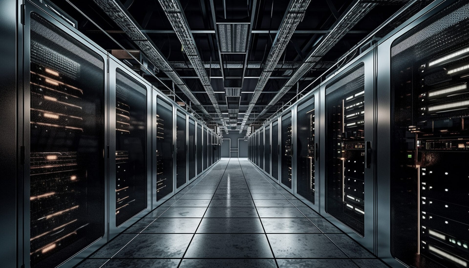 Mainframe in a row, network security design warehouse generated by AI