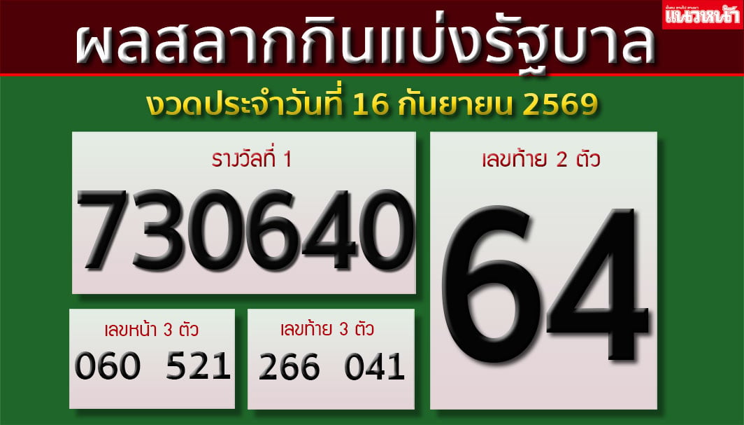 ผลหวยวันนี้ ผลหวยวันนี้