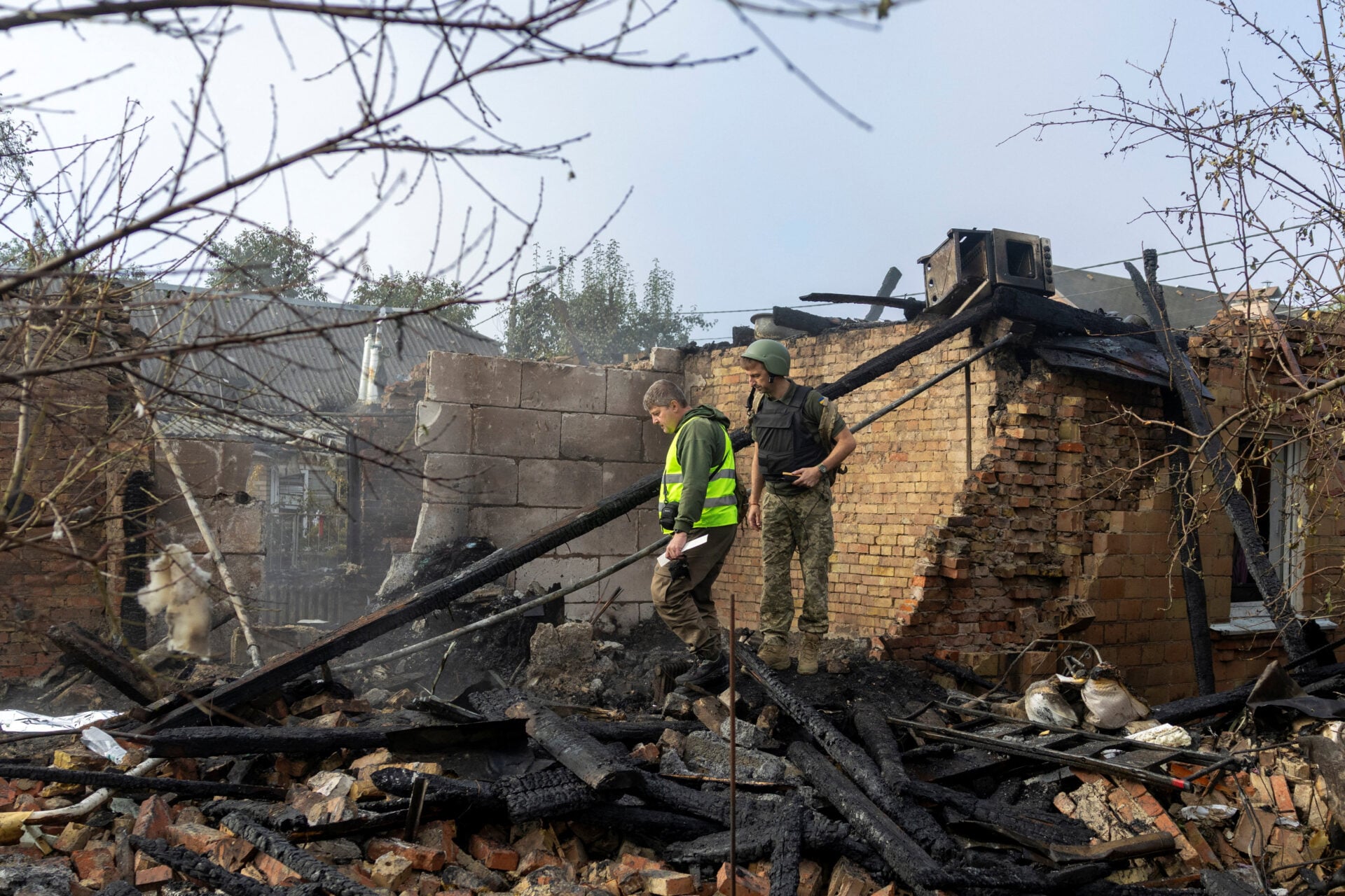 Aftermath of Russian drone attack in Kyiv