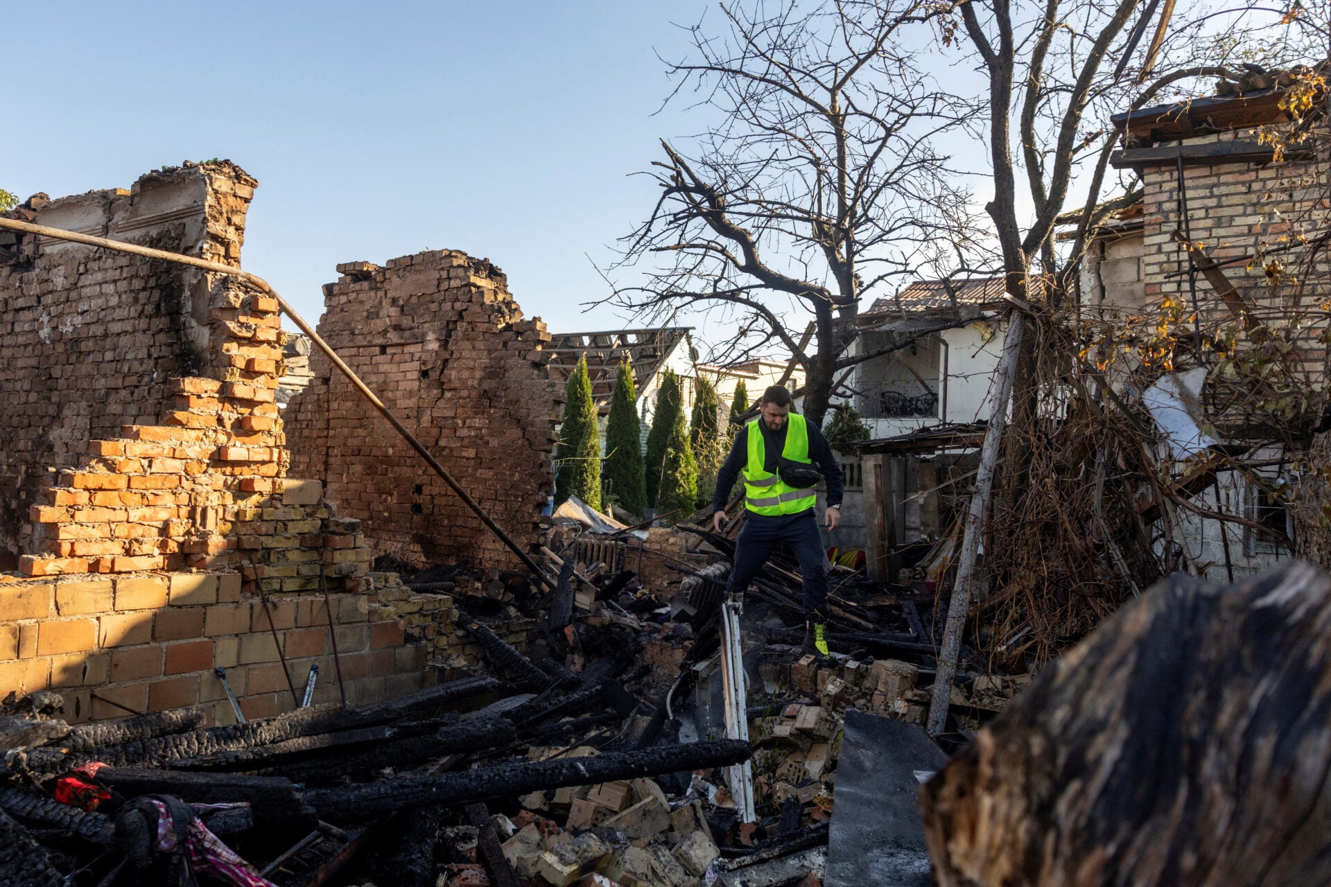 Aftermath of Russian drone attack in Kyiv