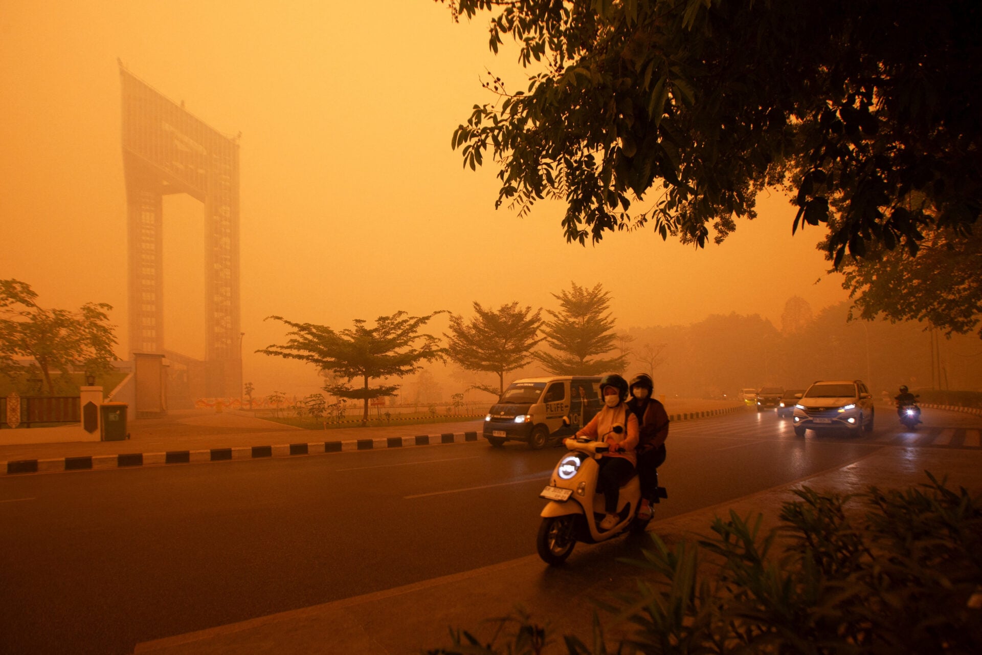 Haze due to wildfires in Palangka Raya, Central Kalimantan