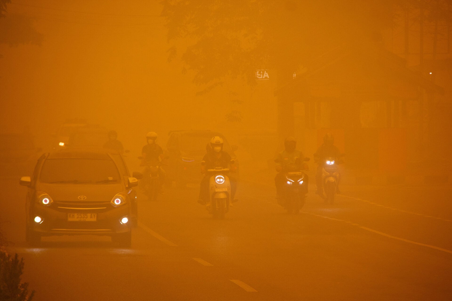 Haze due to wildfires in Palangka Raya, Central Kalimantan