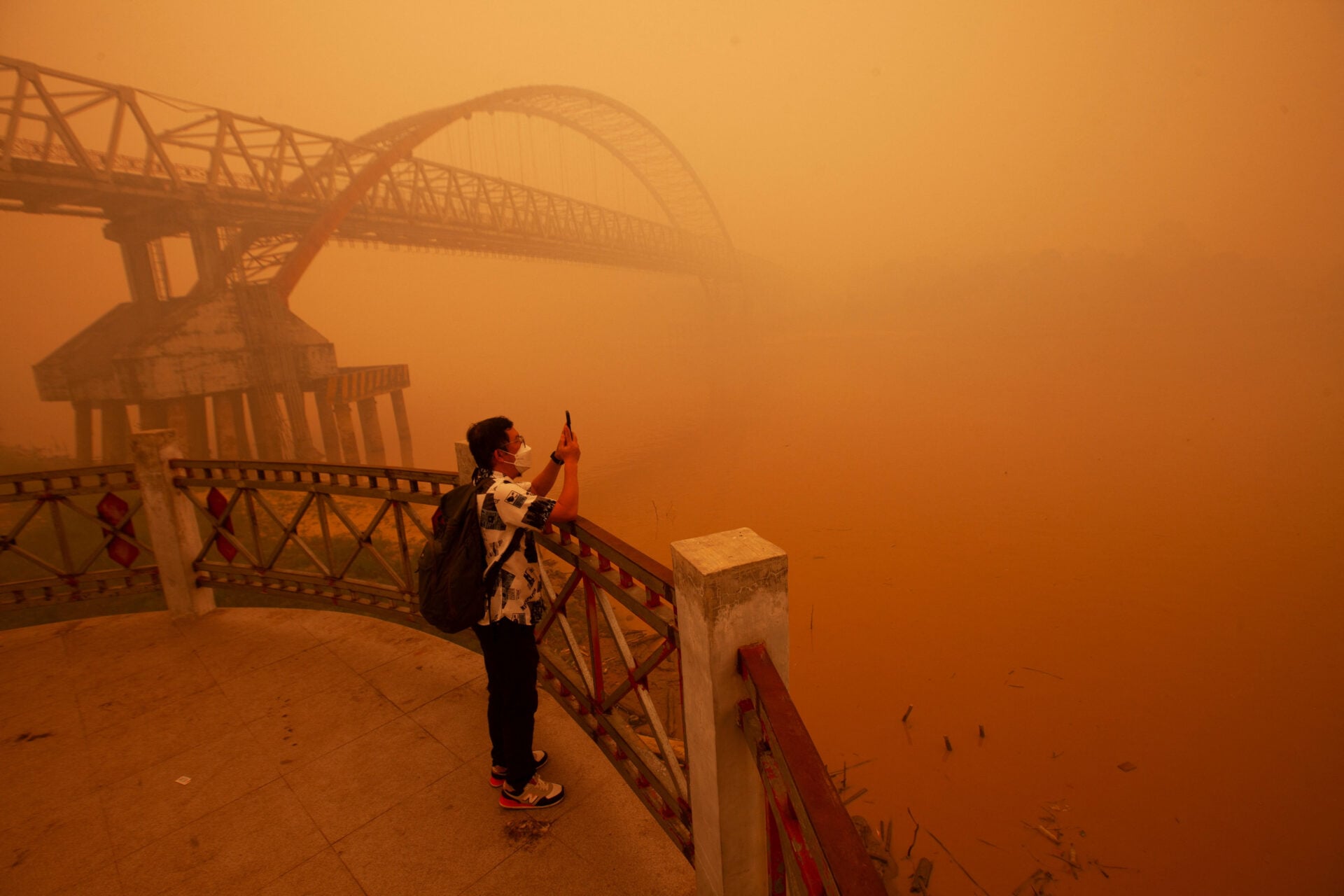 Haze due to wildfires in Palangka Raya, Central Kalimantan
