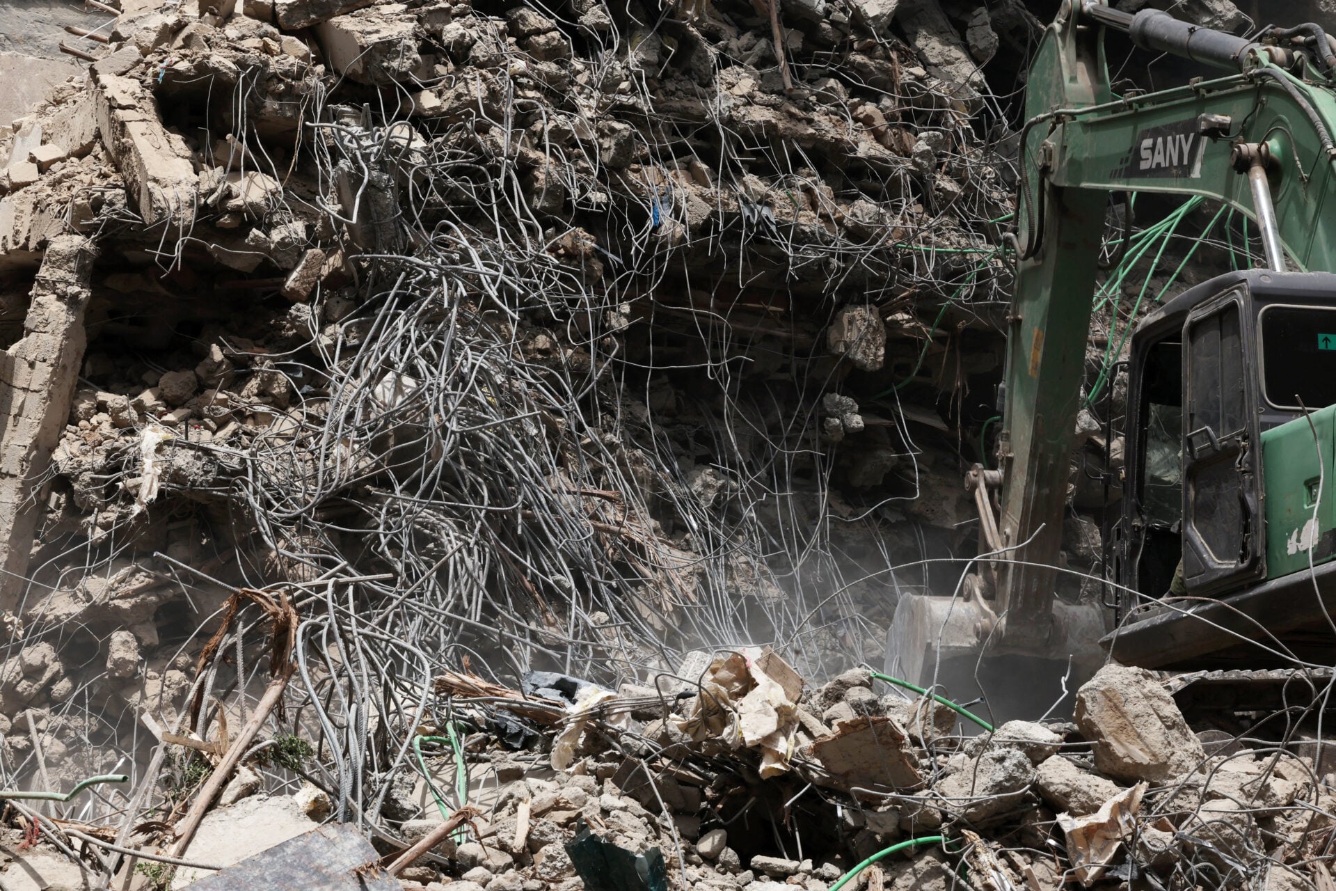 Aftermath of a building collapse in Nairobi