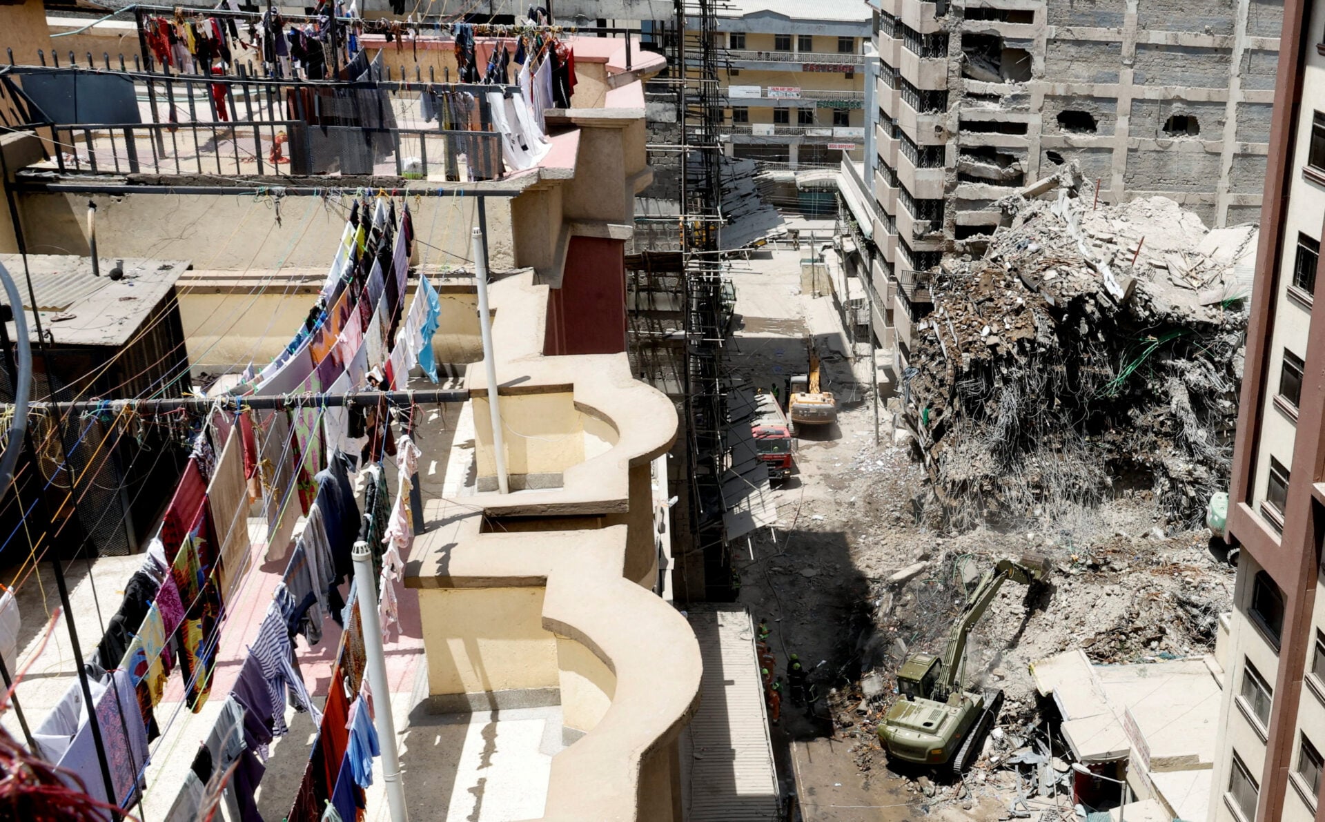 Aftermath of a building collapse in Nairobi