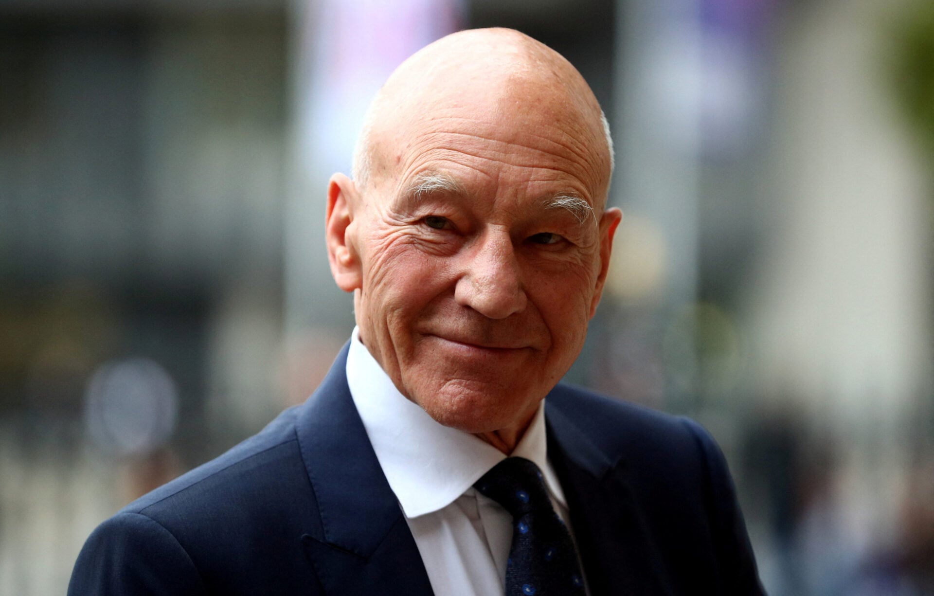 FILE PHOTO: Actor Patrick Stewart attends a Service of Thanksgiving for Sir Peter Hall at Westminster Abbey in London