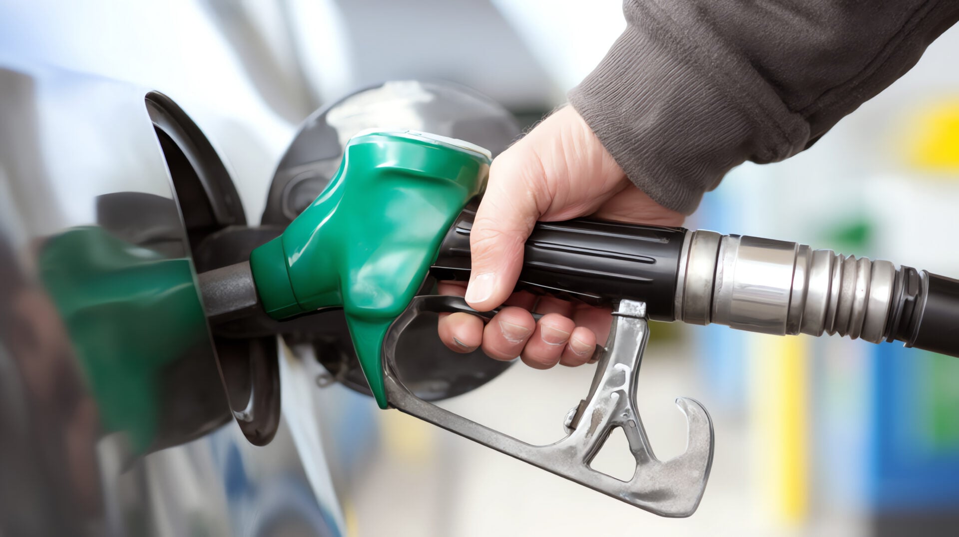 man hand filling up petrol pump, AI generated